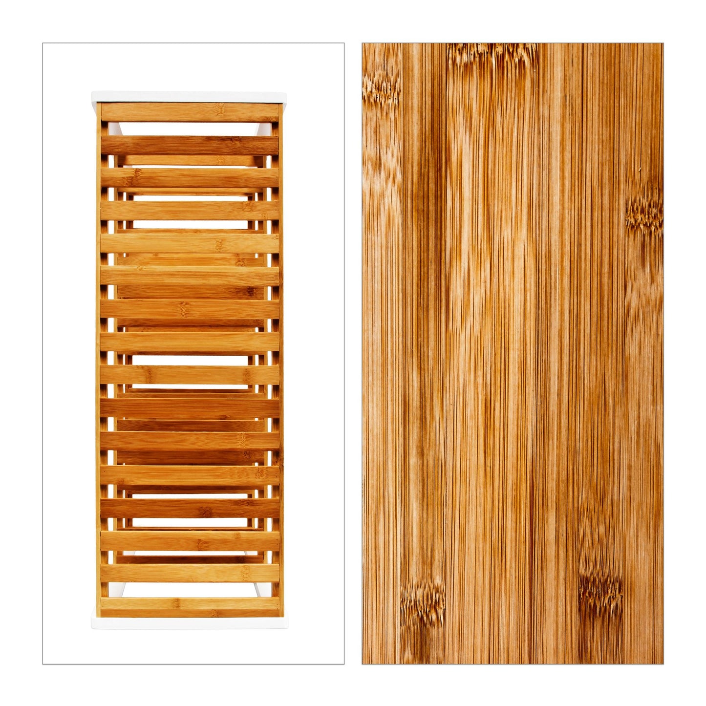 RelaxDays 3 - tier bamboo shoe rack in brown/white - Bamboo Bathrooms