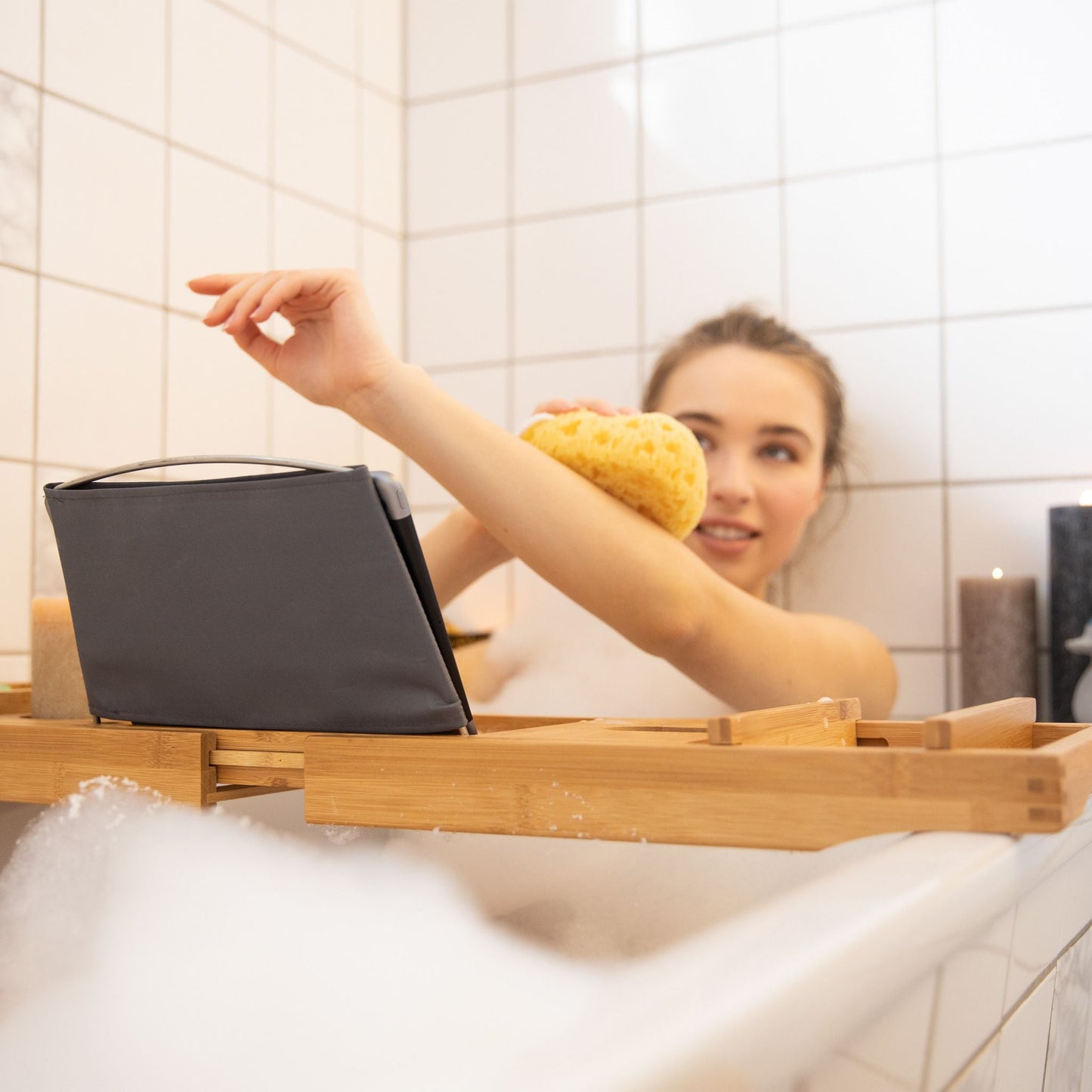 RelaxDays Bamboo Bathtub Caddy - Bamboo Bathrooms