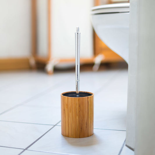 Relaxdays Bamboo Toilet Brush Holder