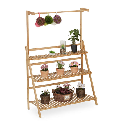 Bamboo Plant Stand with Hanging Rod