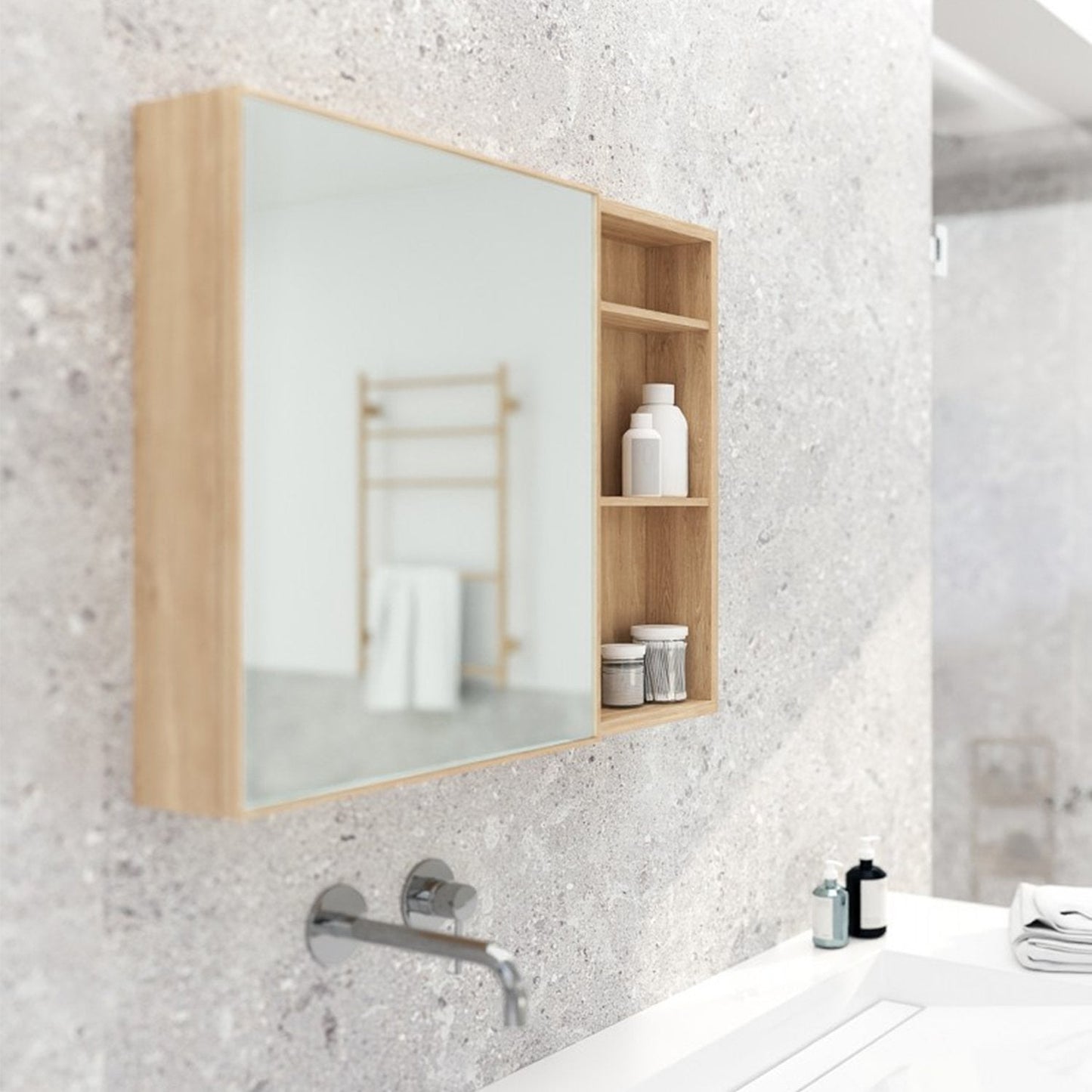 Bathroom Mirror Cabinet 550 - Natural Oak - Bamboo Bathrooms