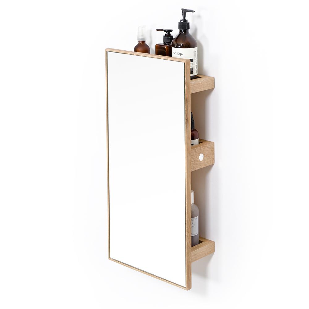 Bathroom Mirror Cabinet and Shelf Unit - Oak - Bamboo Bathrooms