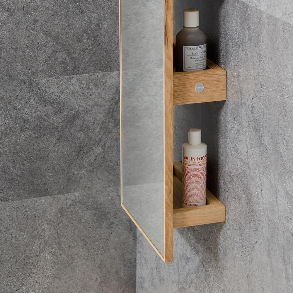 Bathroom Mirror Cabinet and Shelf Unit - Oak - Bamboo Bathrooms