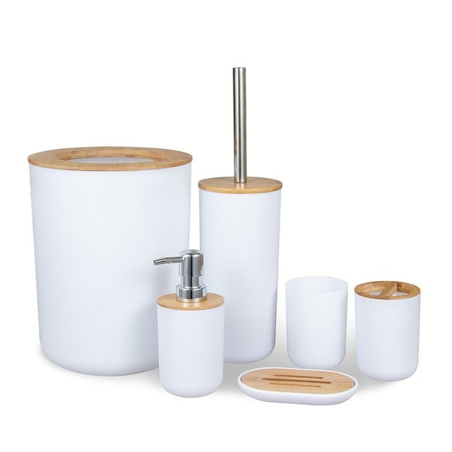 Cera Bamboo Bathroom Accessories Set - 6 Pieces - Bamboo Bathrooms