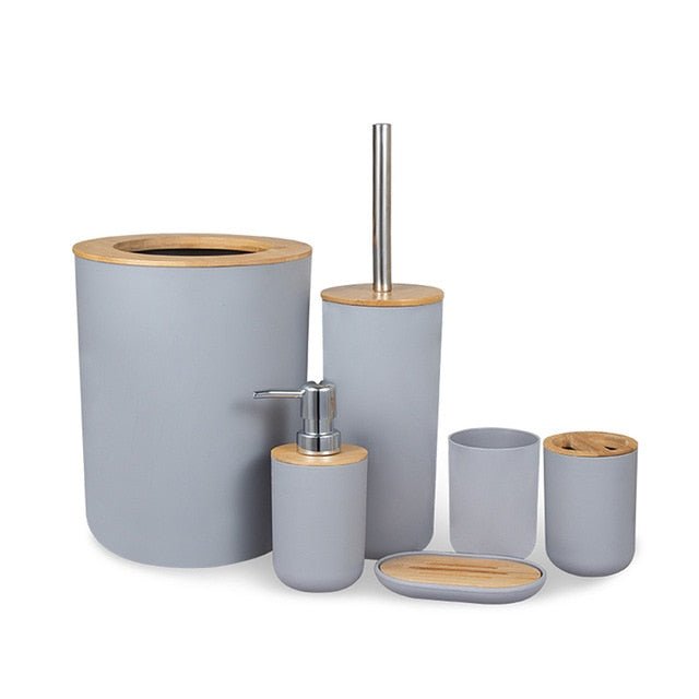 Cera Bamboo Bathroom Accessories Set - 6 Pieces - Bamboo Bathrooms