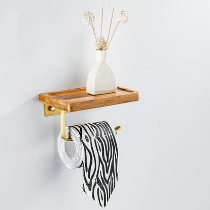 Cera Bamboo Paper Holder with Shelf - Bamboo Bathrooms