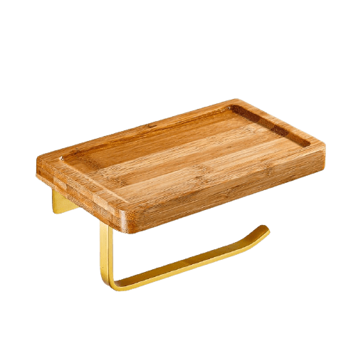 Cera Bamboo Paper Holder with Shelf - Bamboo Bathrooms