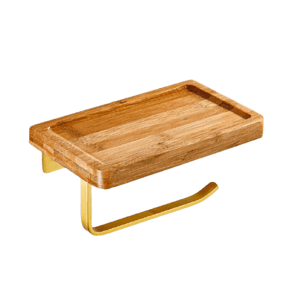 Cera Bamboo Paper Holder with Shelf - Bamboo Bathrooms