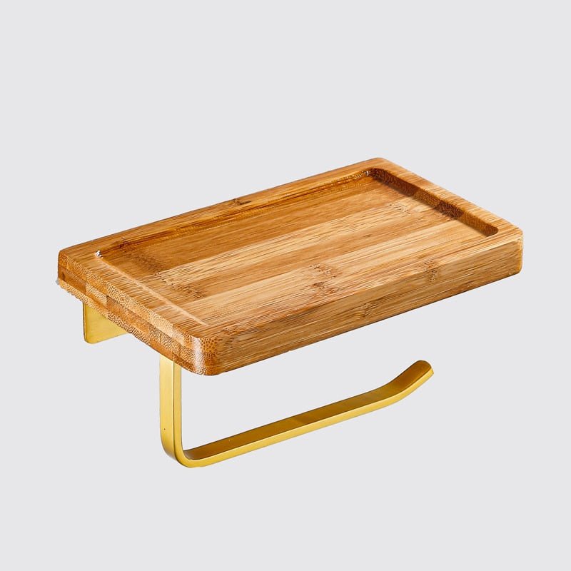 Cera Bamboo Paper Holder with Shelf - Bamboo Bathrooms