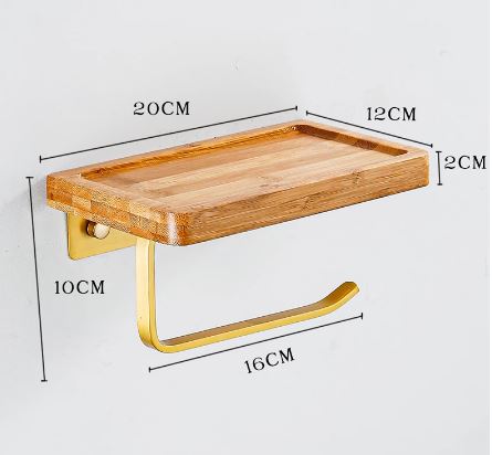 Cera Bamboo Paper Holder with Shelf - Bamboo Bathrooms