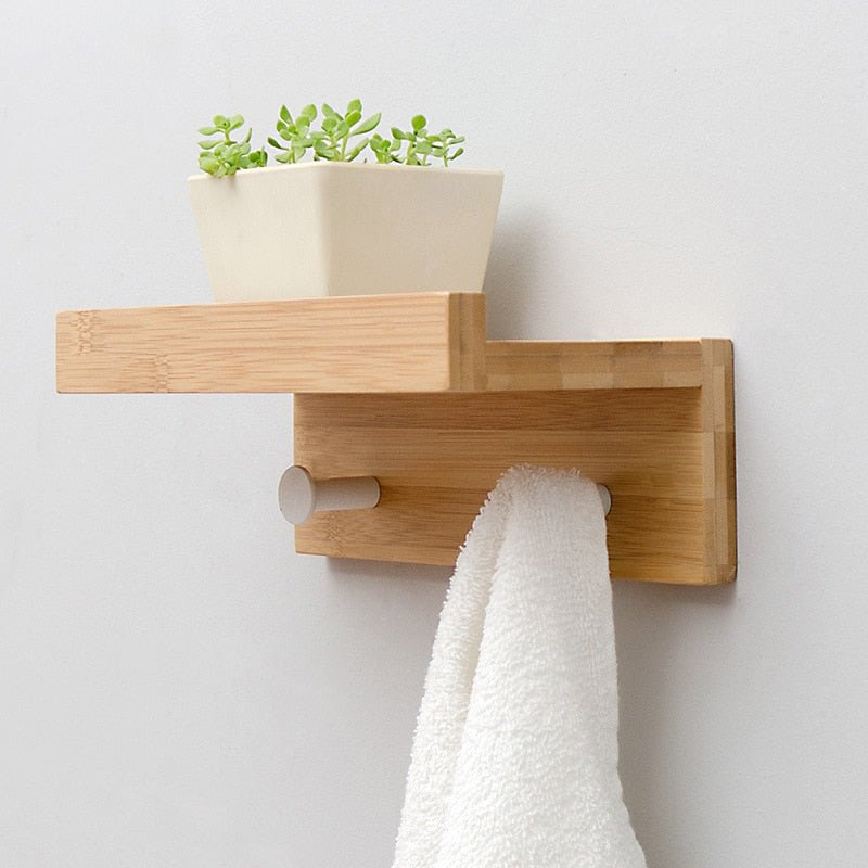 Cera Bamboo Robe Hook with Shelf - Bamboo Bathrooms