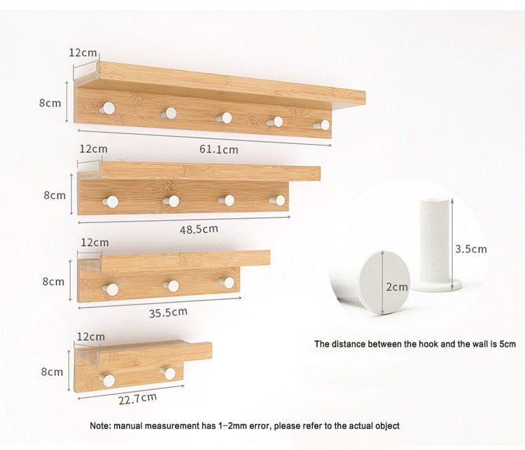 Cera Bamboo Robe Hook with Shelf - Bamboo Bathrooms