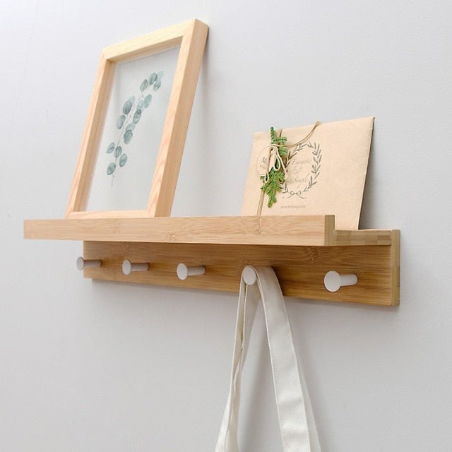 Cera Bamboo Robe Hook with Shelf - Bamboo Bathrooms