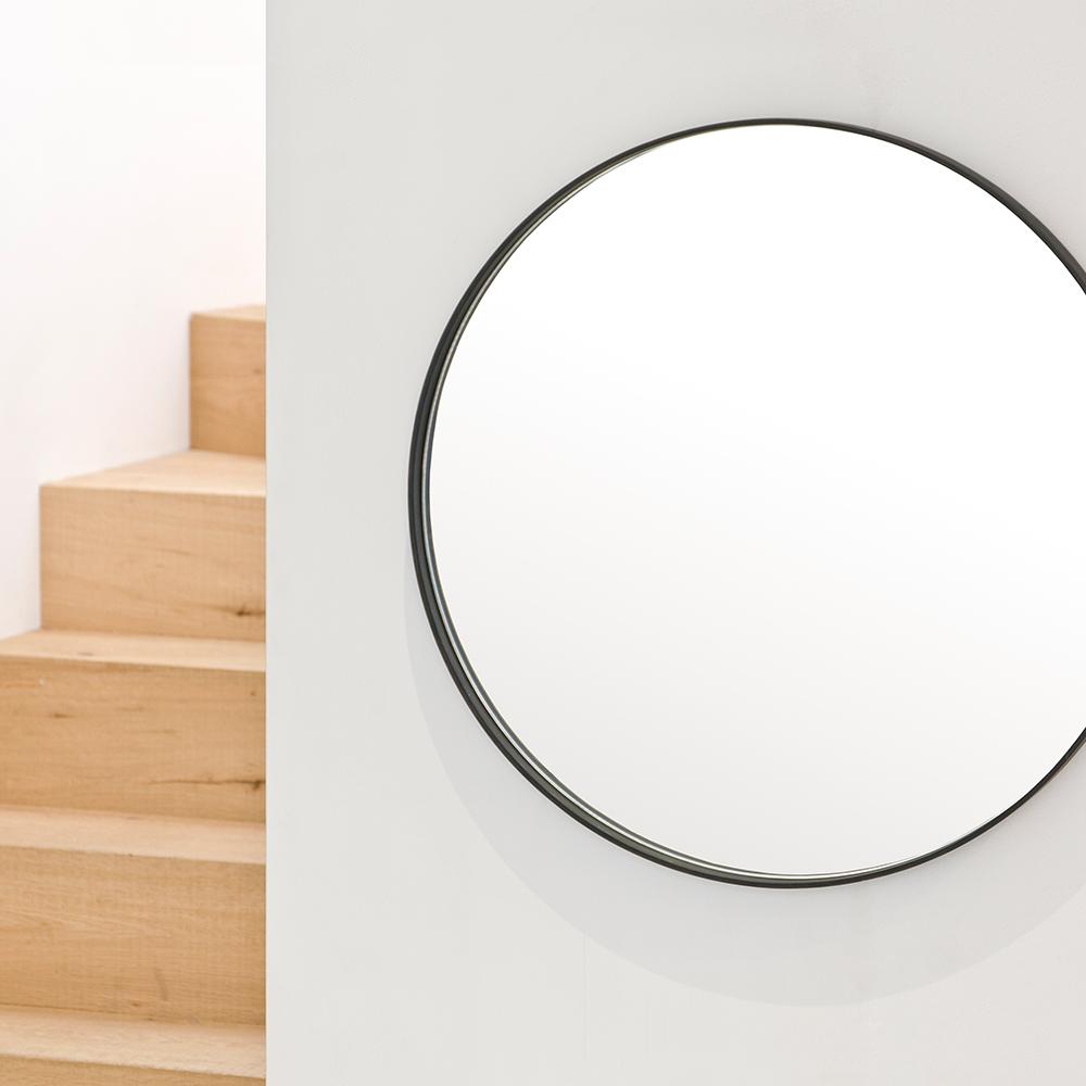 Glance Round Wall Mirror 660 - Dark Oak - Bamboo Bathrooms