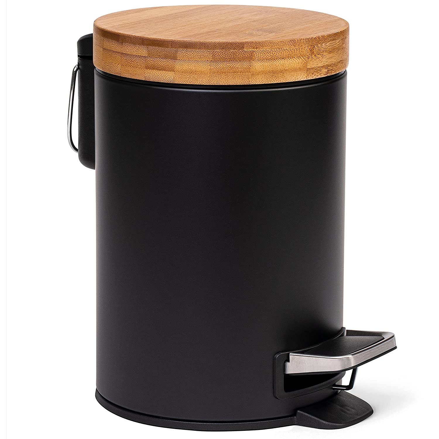 Kazai 3L Designer Bamboo Bathroom Bin - Black - Bamboo Bathrooms