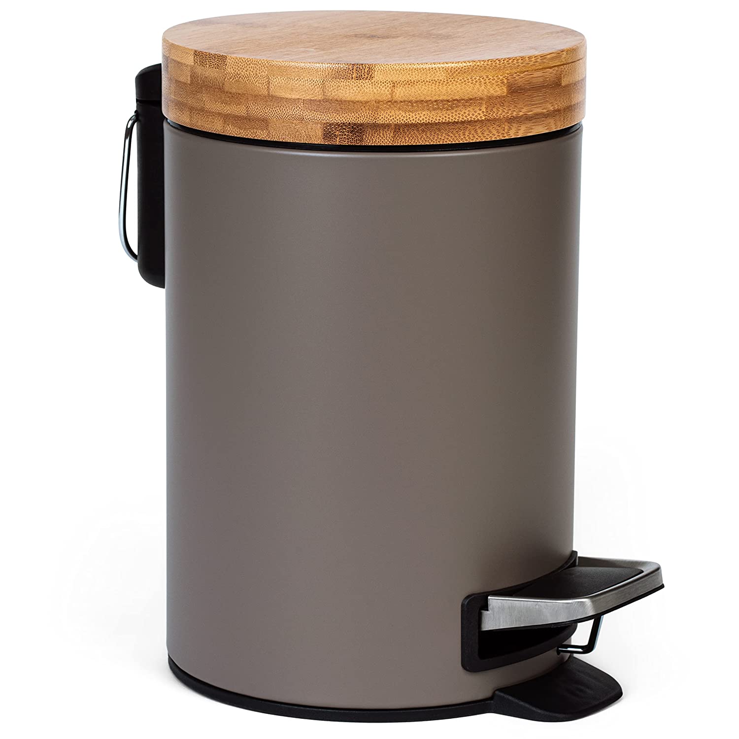 Kazai 3L Designer Bamboo Bathroom Bin - Dark Grey - Bamboo Bathrooms