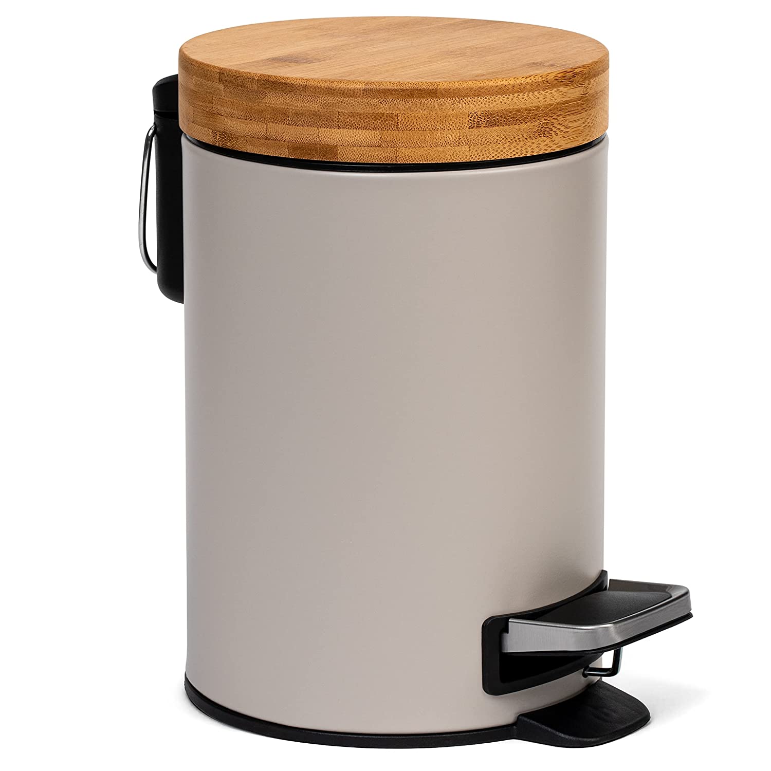 Kazai 3L Designer Bamboo Bathroom Bin - Grey - Bamboo Bathrooms