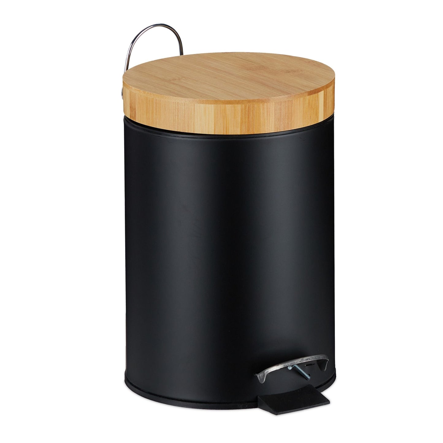 Relaxdays 3 Litre Bathroom Bin - Black - Bamboo Bathrooms