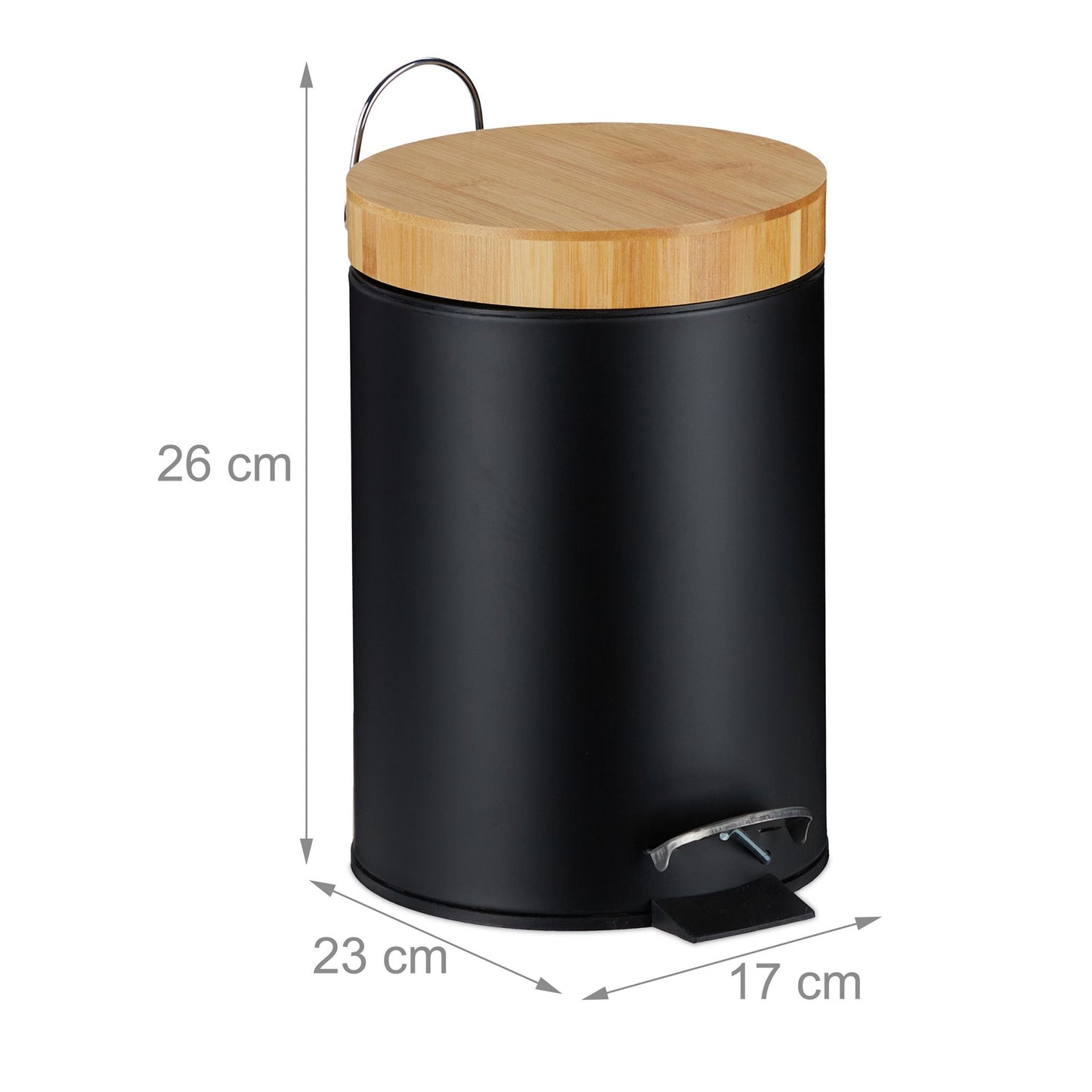 Relaxdays 3 Litre Bathroom Bin - Black - Bamboo Bathrooms