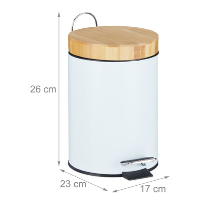 Relaxdays 3 Litre Bathroom Bin - White - Bamboo Bathrooms