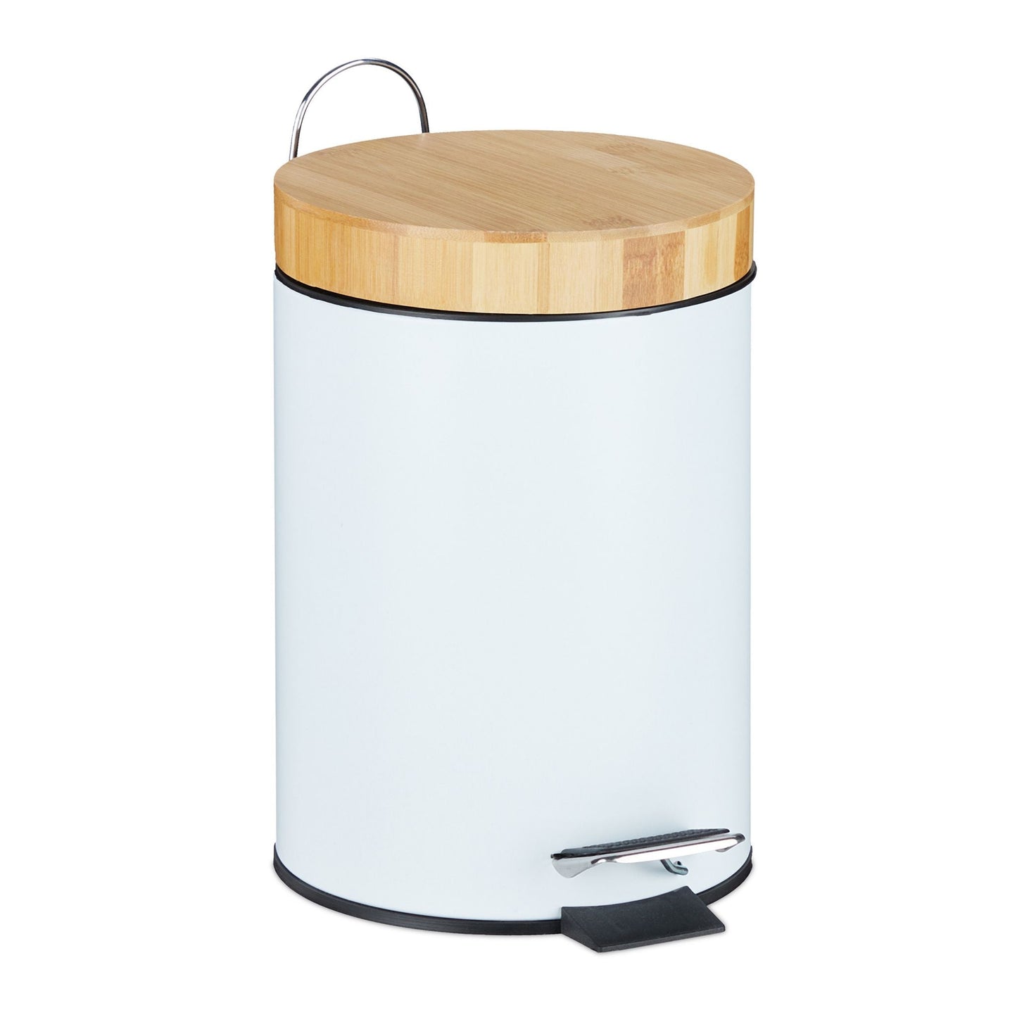 Relaxdays 3 Litre Bathroom Bin - White - Bamboo Bathrooms