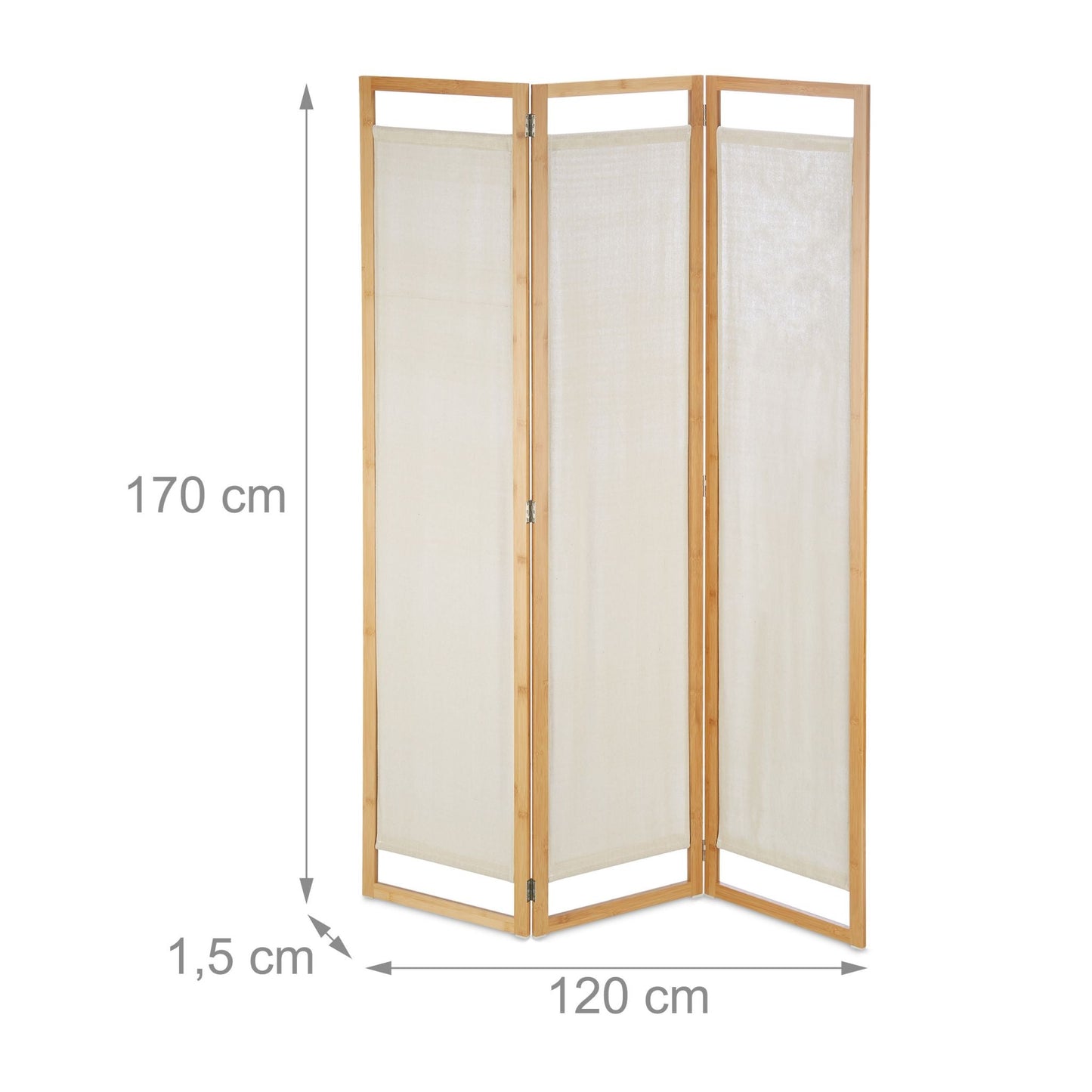 RelaxDays 3 Panel Room Divider Bamboo & Fabric - Bamboo Bathrooms