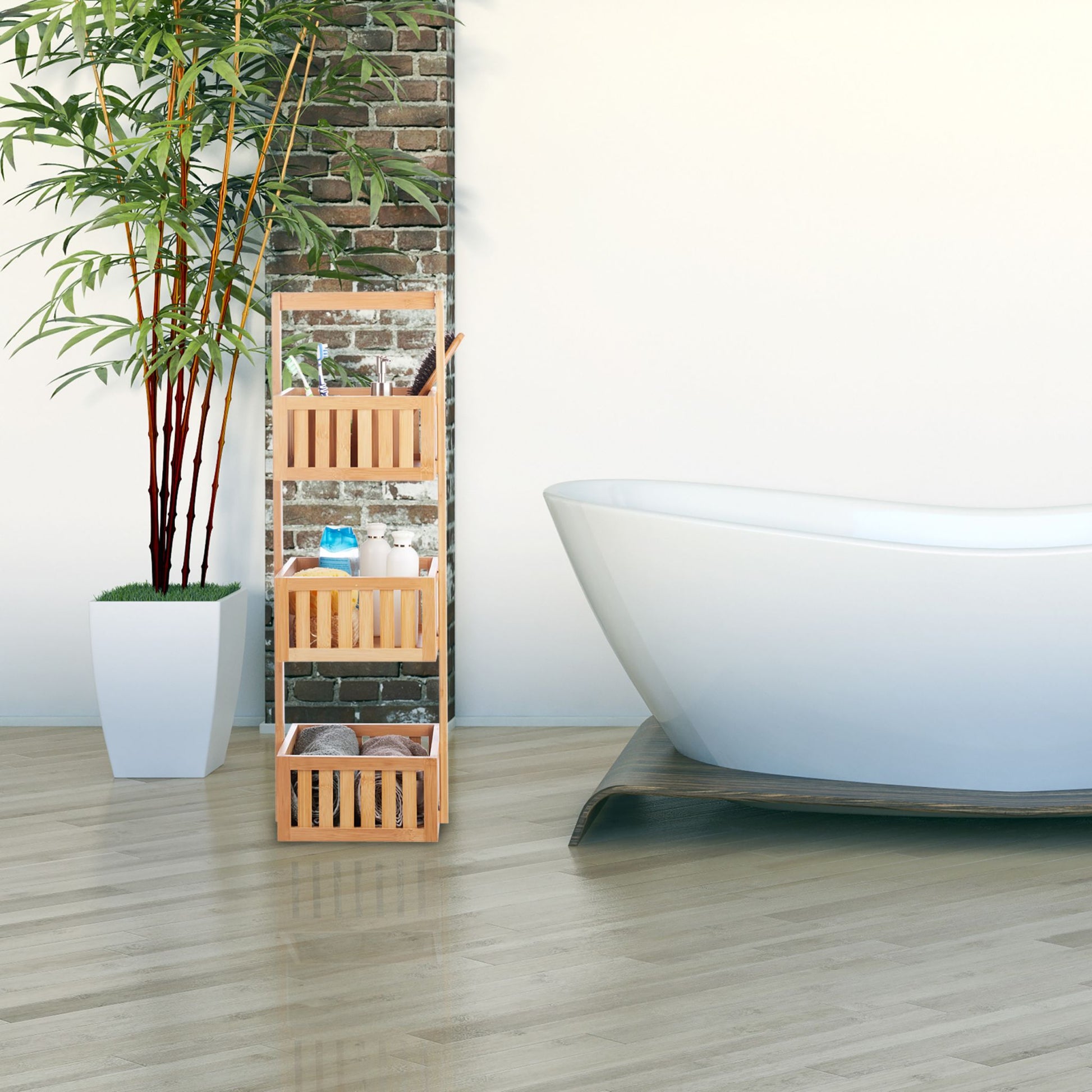 RelaxDays 3 - Tier Bamboo Shower Caddy - Bamboo Bathrooms