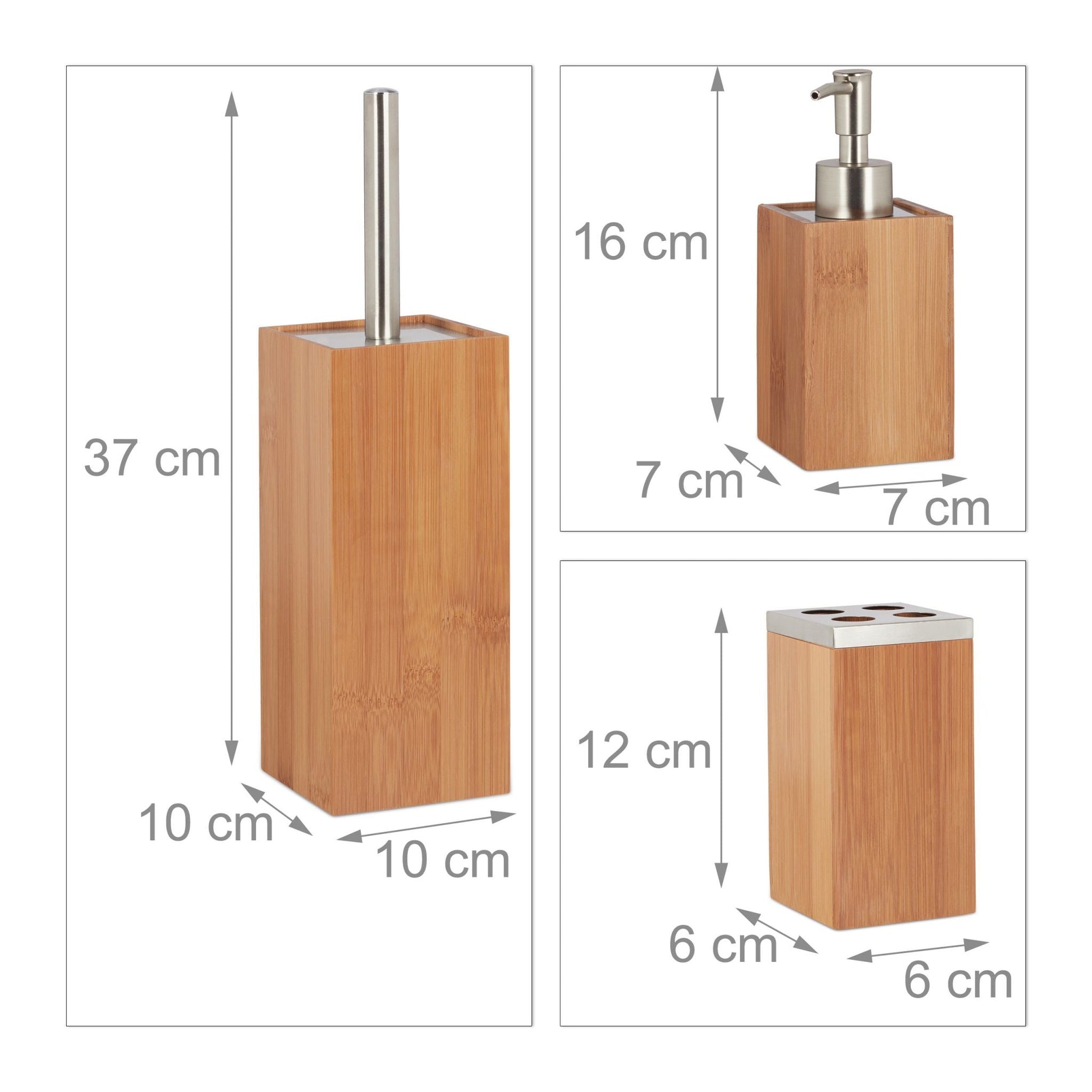 Relaxdays 6 - Piece Bamboo Bathroom Accessory Set - Bamboo Bathrooms