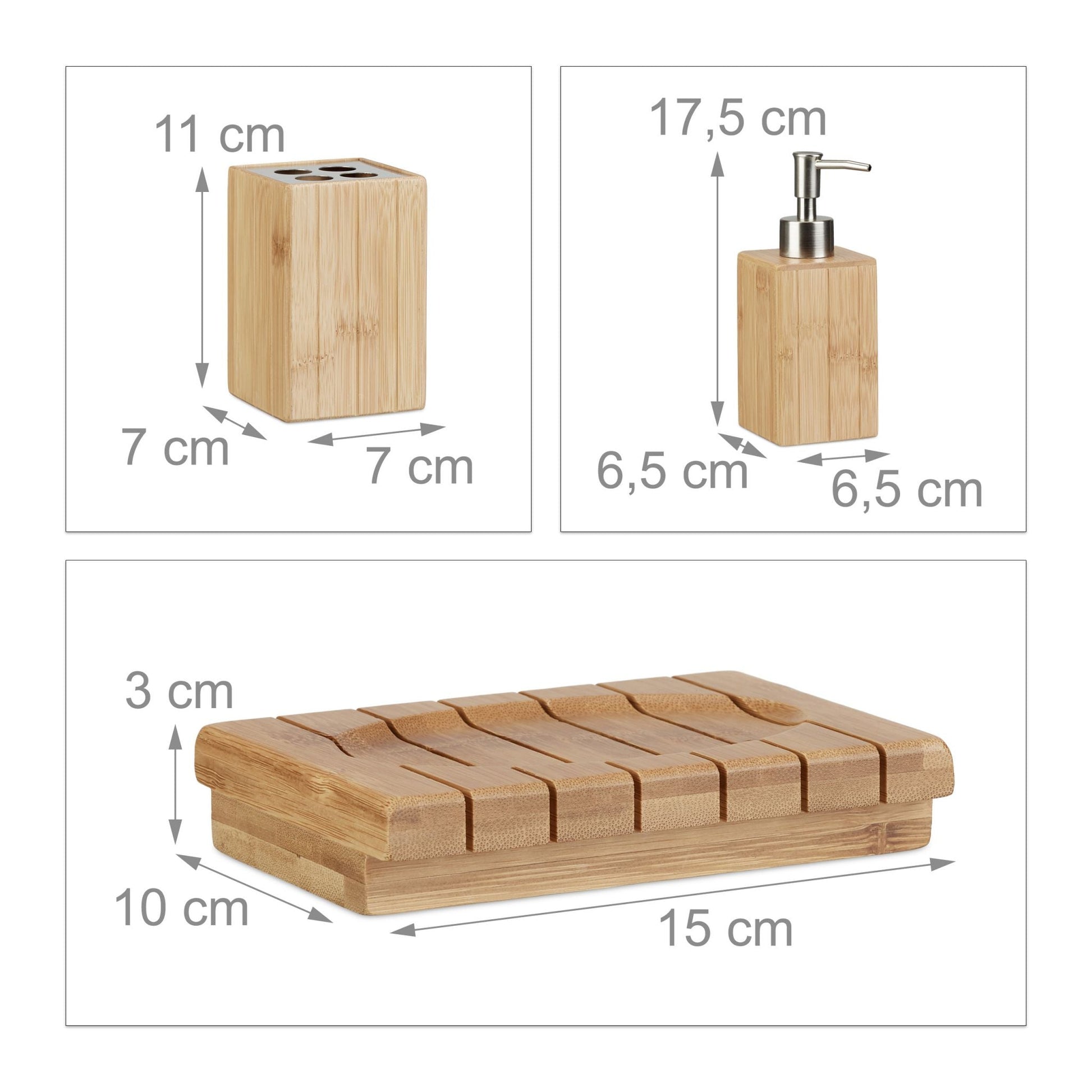 RelaxDays Bamboo Bathroom Accessories Set of 3 - Bamboo Bathrooms