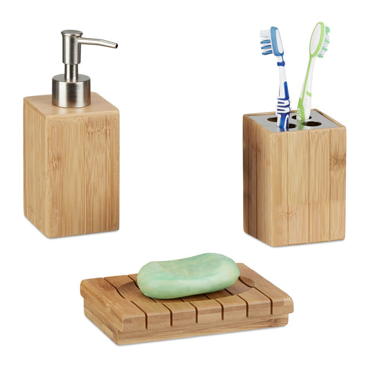 RelaxDays Bamboo Bathroom Accessories Set of 3 - Bamboo Bathrooms