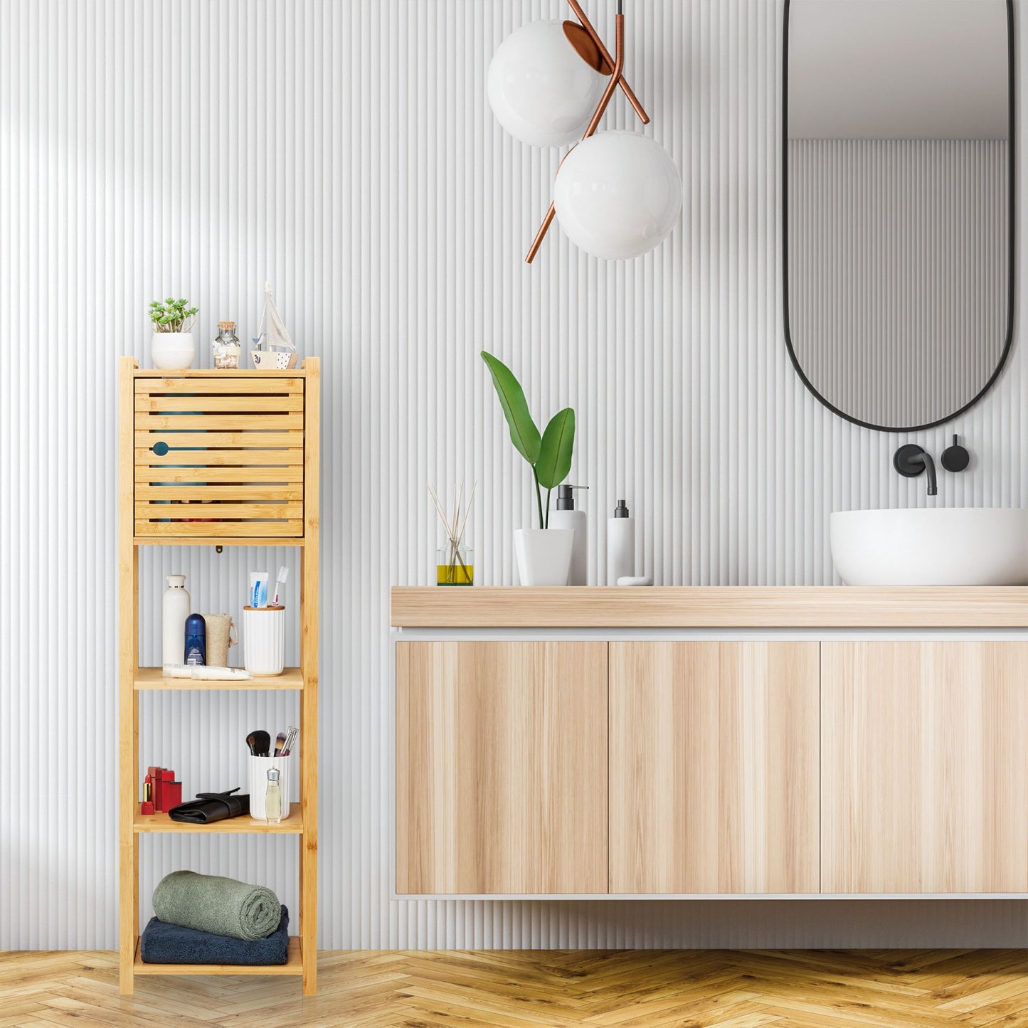 RelaxDays Bamboo Bathroom Cabinet 5 Tiers - Bamboo Bathrooms