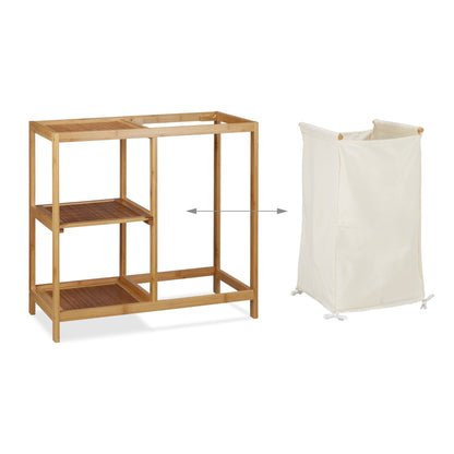 RelaxDays Bamboo Bathroom Shelf With Hamper - Bamboo Bathrooms