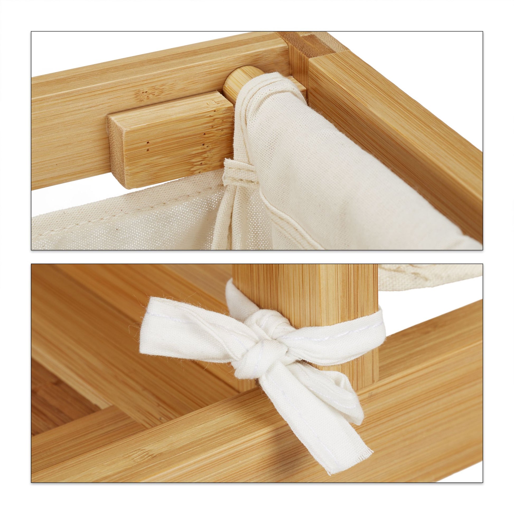 RelaxDays Bamboo Bathroom Shelf With Hamper - Bamboo Bathrooms