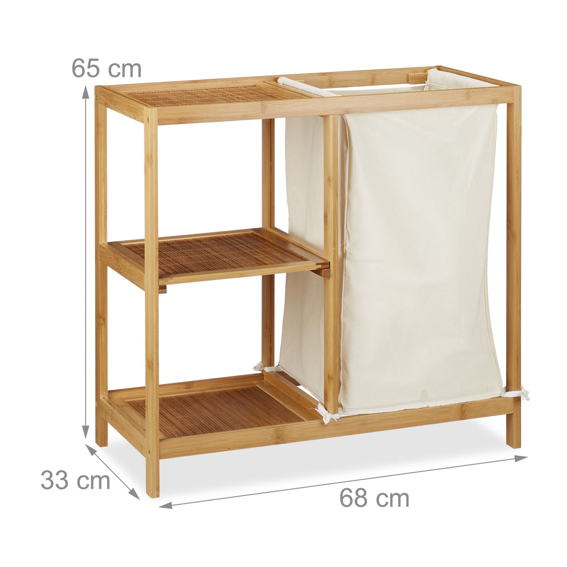 RelaxDays Bamboo Bathroom Shelf With Hamper - Bamboo Bathrooms