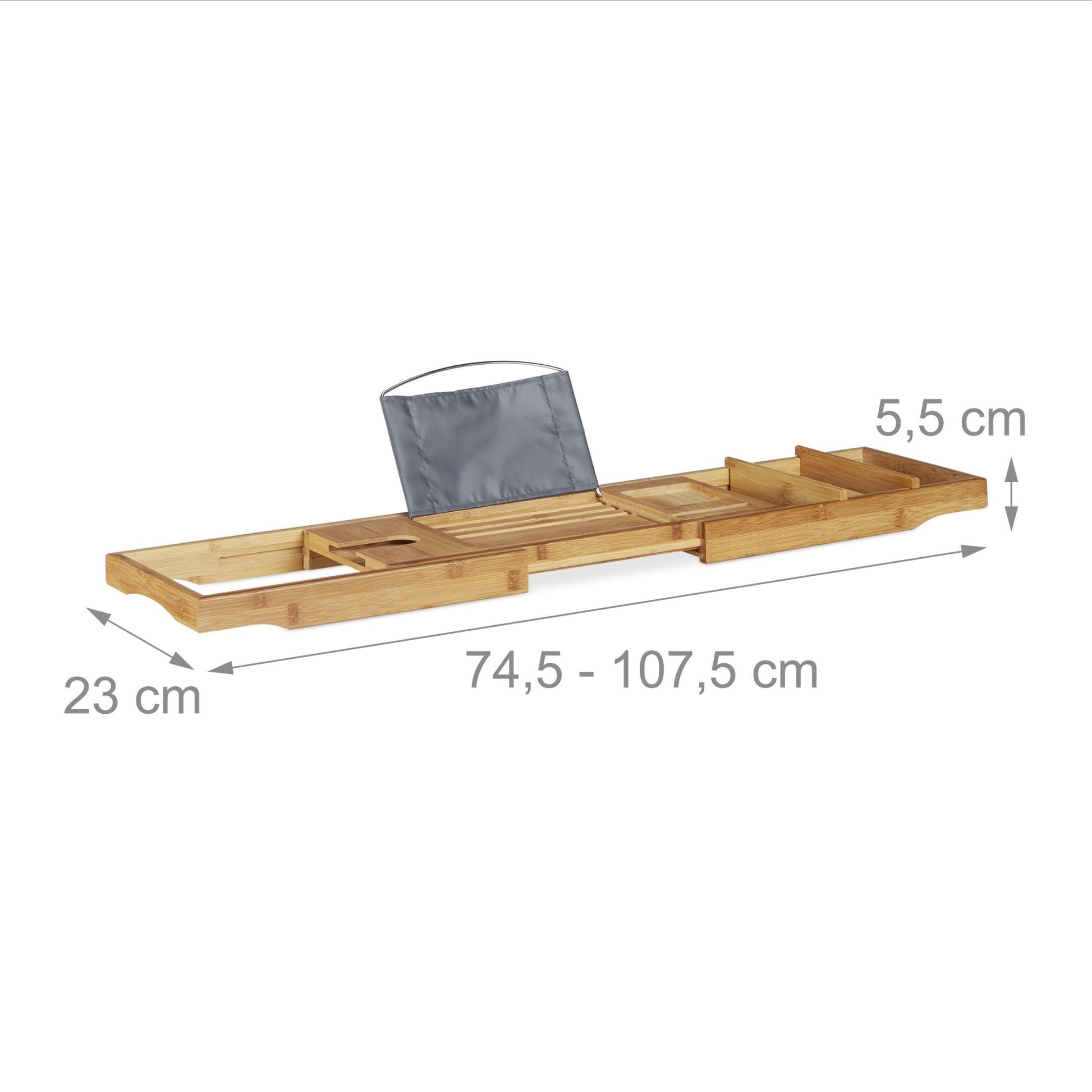 RelaxDays Bamboo Bathtub Caddy with Bookstand - Bamboo Bathrooms