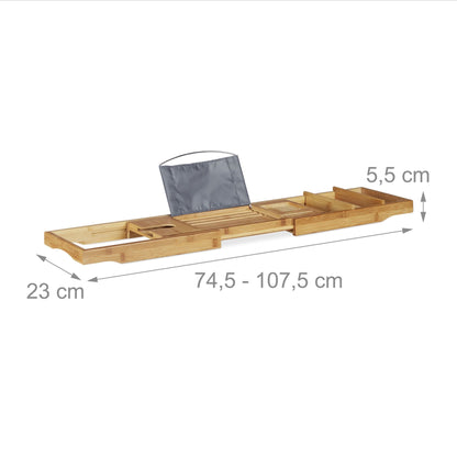 RelaxDays Bamboo Bathtub Caddy with Bookstand - Bamboo Bathrooms