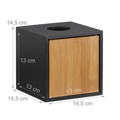 Relaxdays Bamboo Black Facial Tissue Box - Bamboo Bathrooms