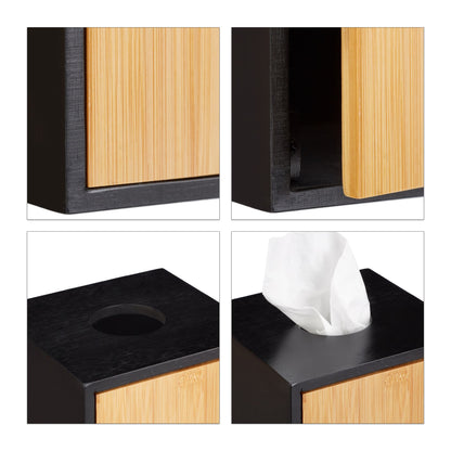 Relaxdays Bamboo Black Facial Tissue Box - Bamboo Bathrooms