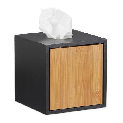 Relaxdays Bamboo Black Facial Tissue Box - Bamboo Bathrooms