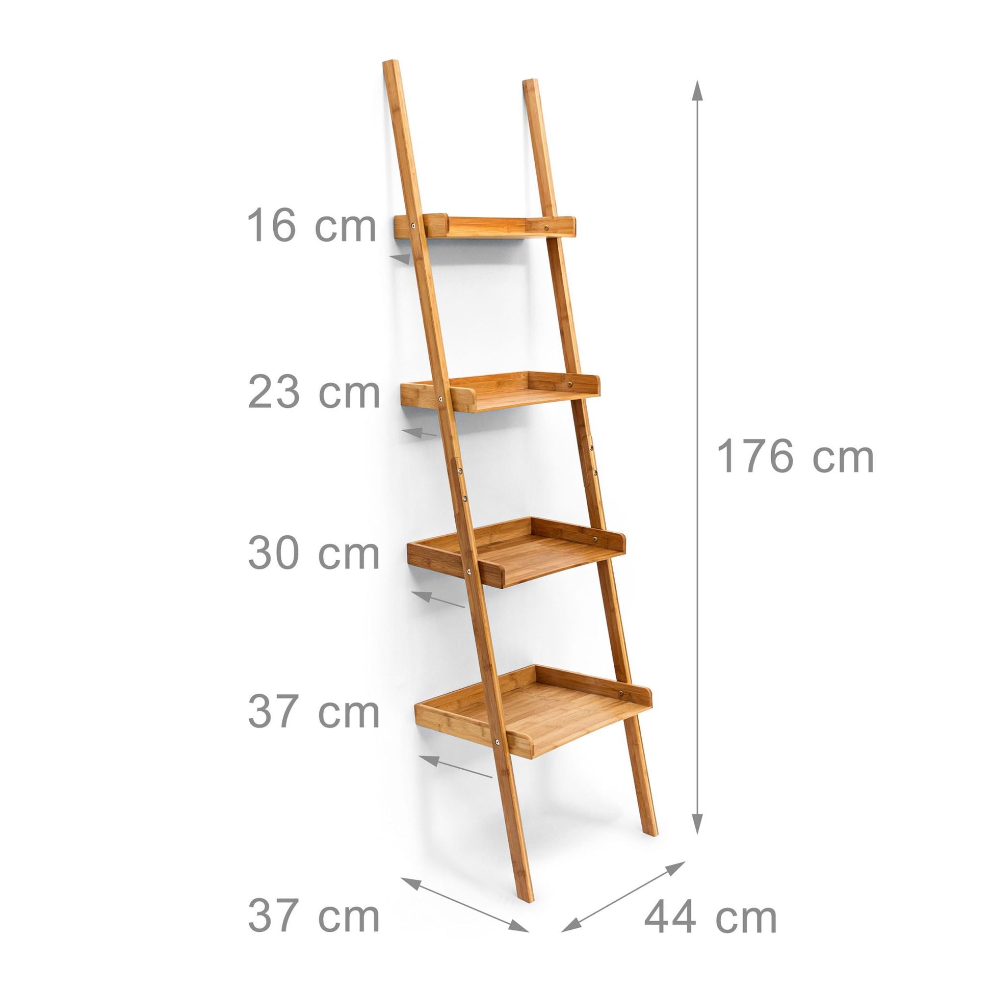 RelaxDays Bamboo ladder shelving unit, 4 tiers - Bamboo Bathrooms