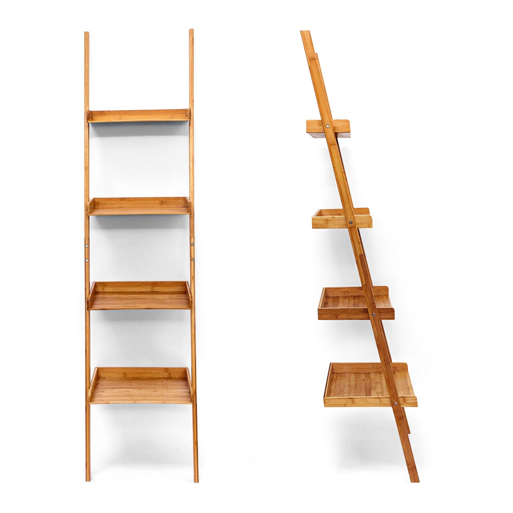 RelaxDays Bamboo ladder shelving unit, 4 tiers - Bamboo Bathrooms