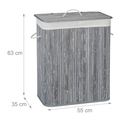 RelaxDays Bamboo Laundry Hamper, 2 Compartments - Bamboo Bathrooms