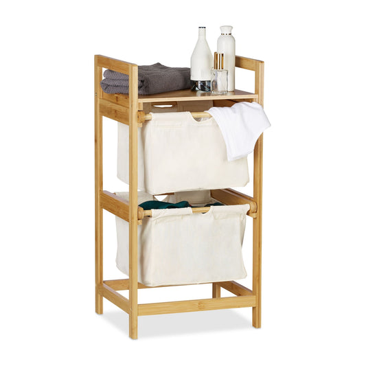 RelaxDays Bamboo Laundry Hamper 2 Drawers - Bamboo Bathrooms