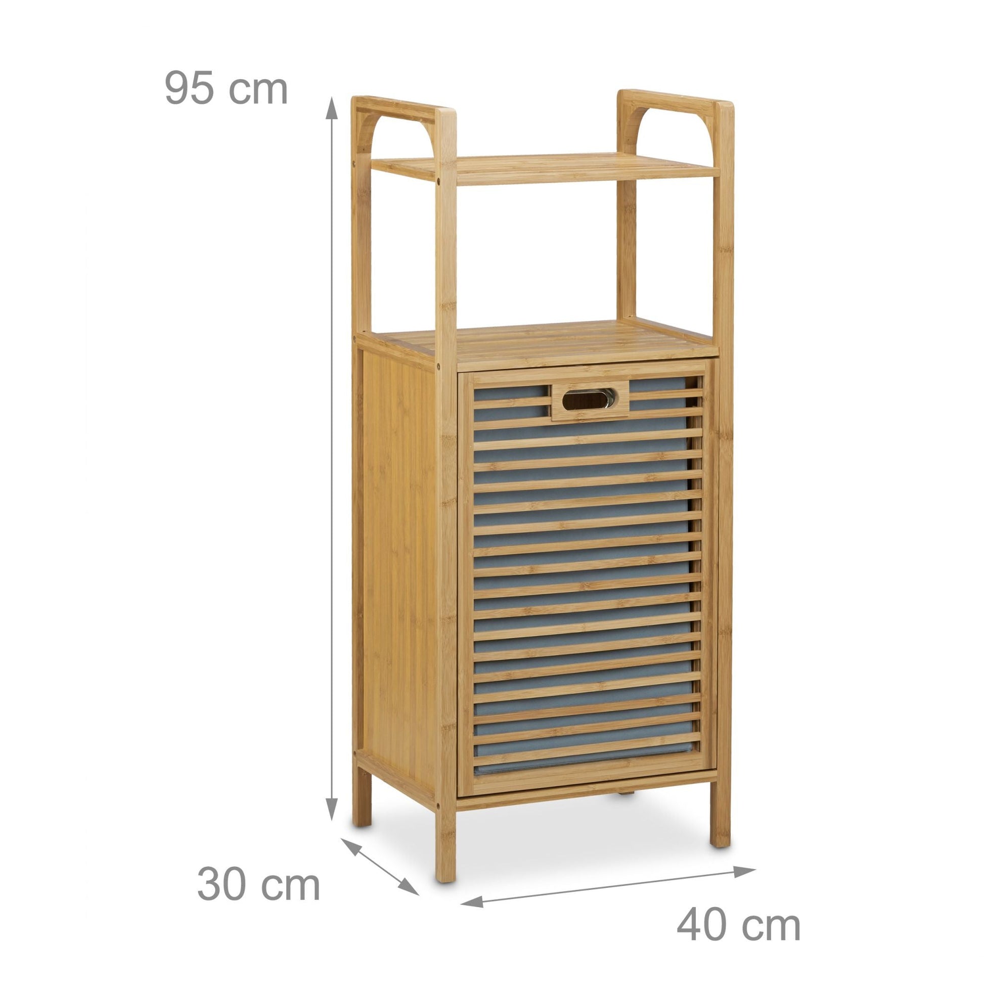 RelaxDays Bamboo laundry hamper with shelf - Bamboo Bathrooms