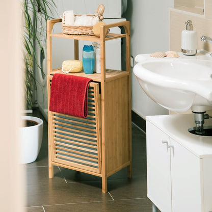 RelaxDays Bamboo laundry hamper with shelf - Bamboo Bathrooms