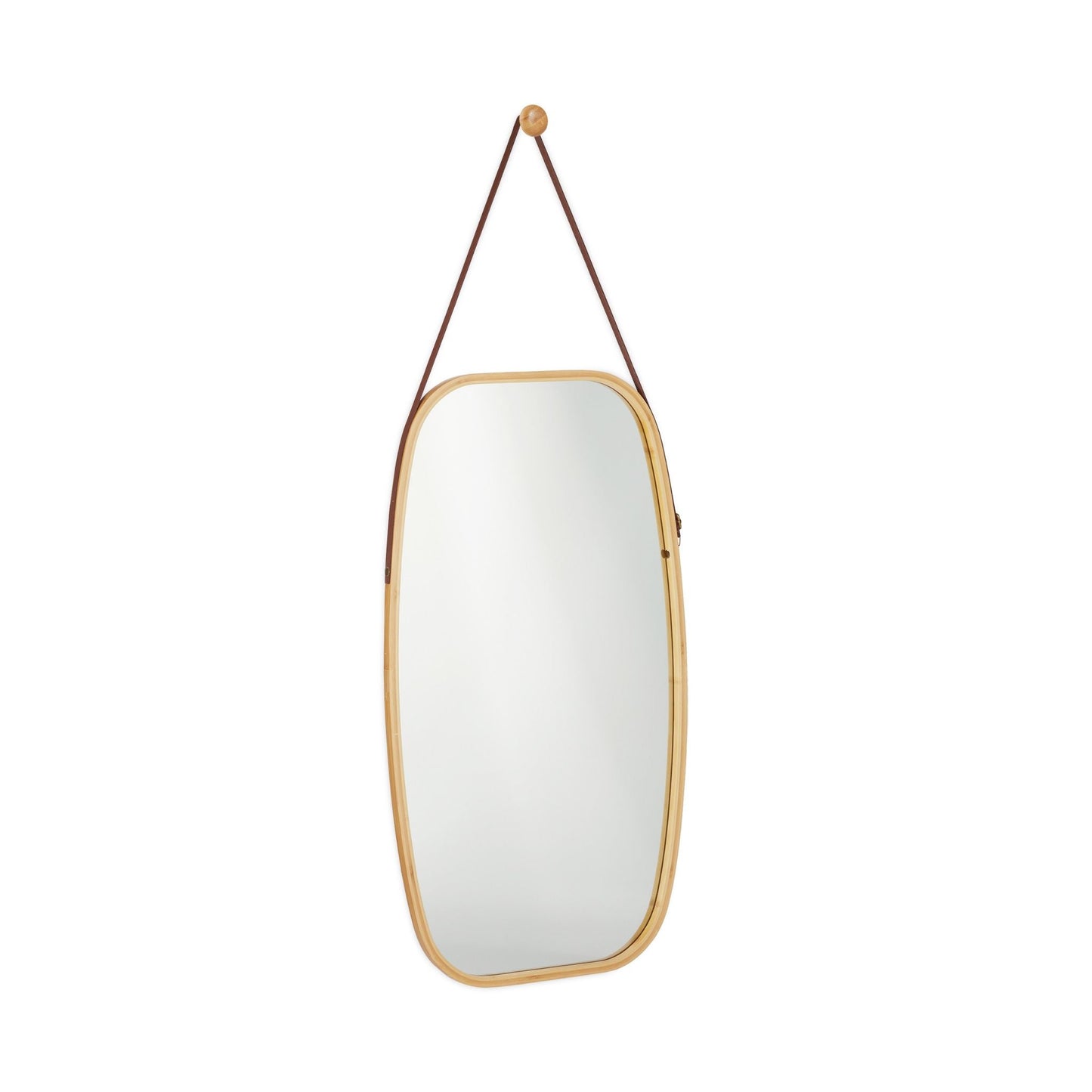 Relaxdays Bamboo Oval Wall Mirror with Strap - Bamboo Bathrooms