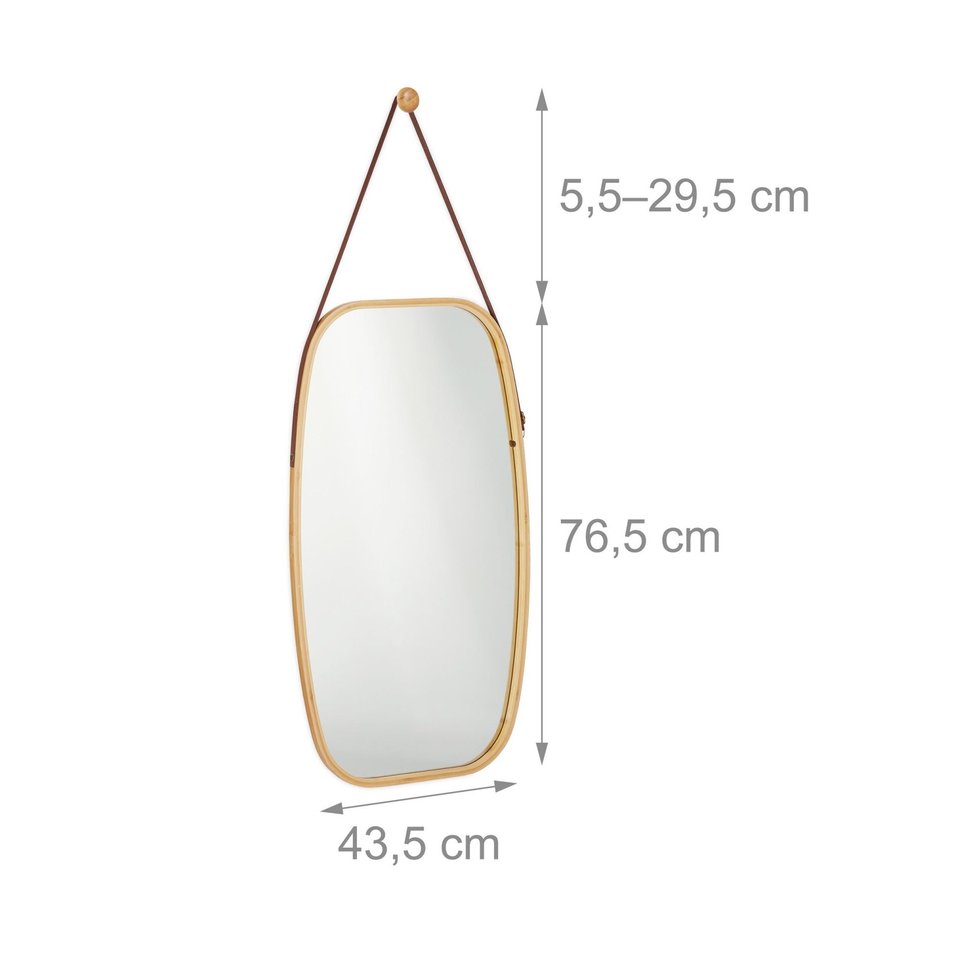 Relaxdays Bamboo Oval Wall Mirror with Strap - Bamboo Bathrooms