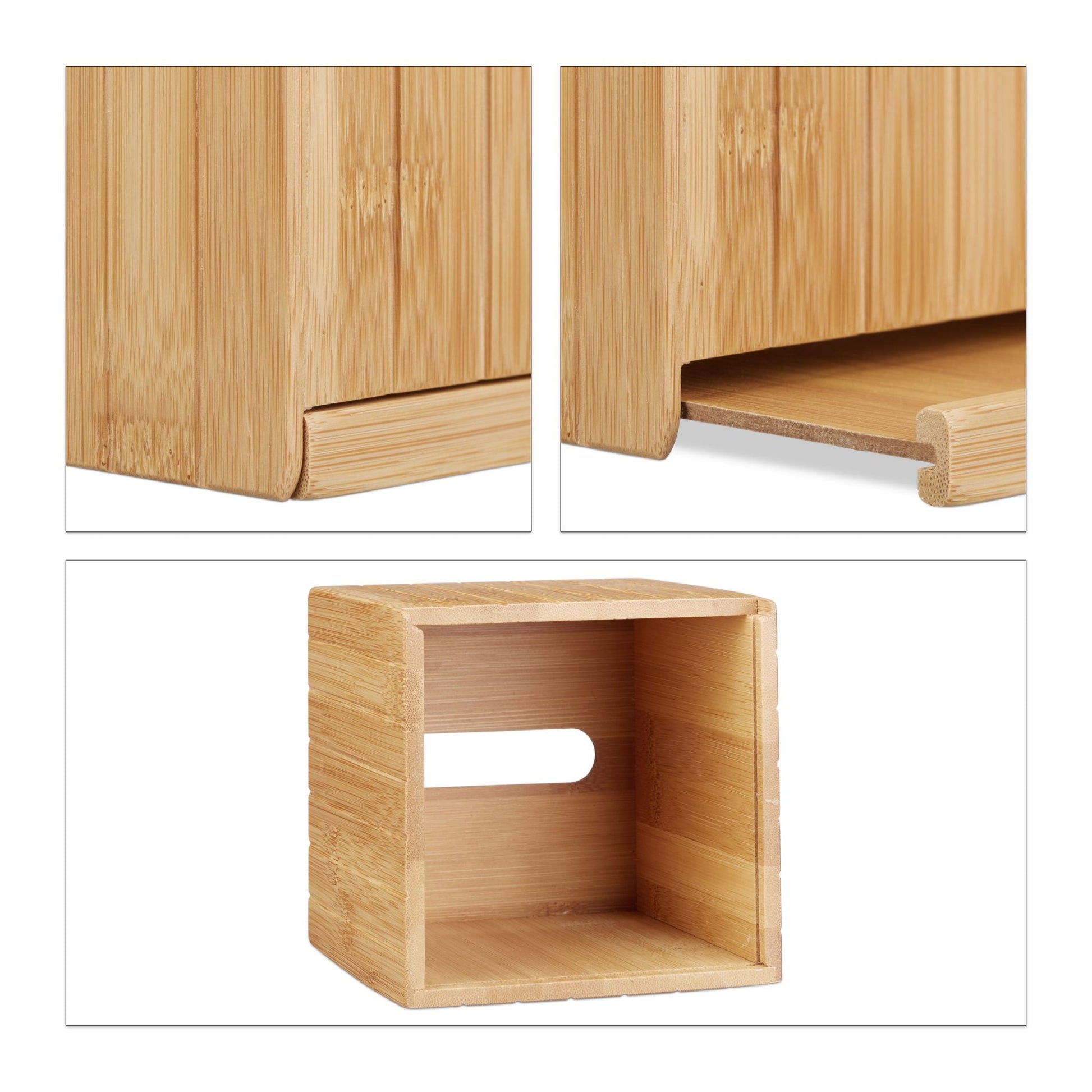 Relaxdays Bamboo Square Tissue Box - Bamboo Bathrooms