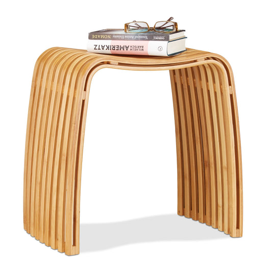 Relaxdays Curved Bamboo Stool - Bamboo Bathrooms