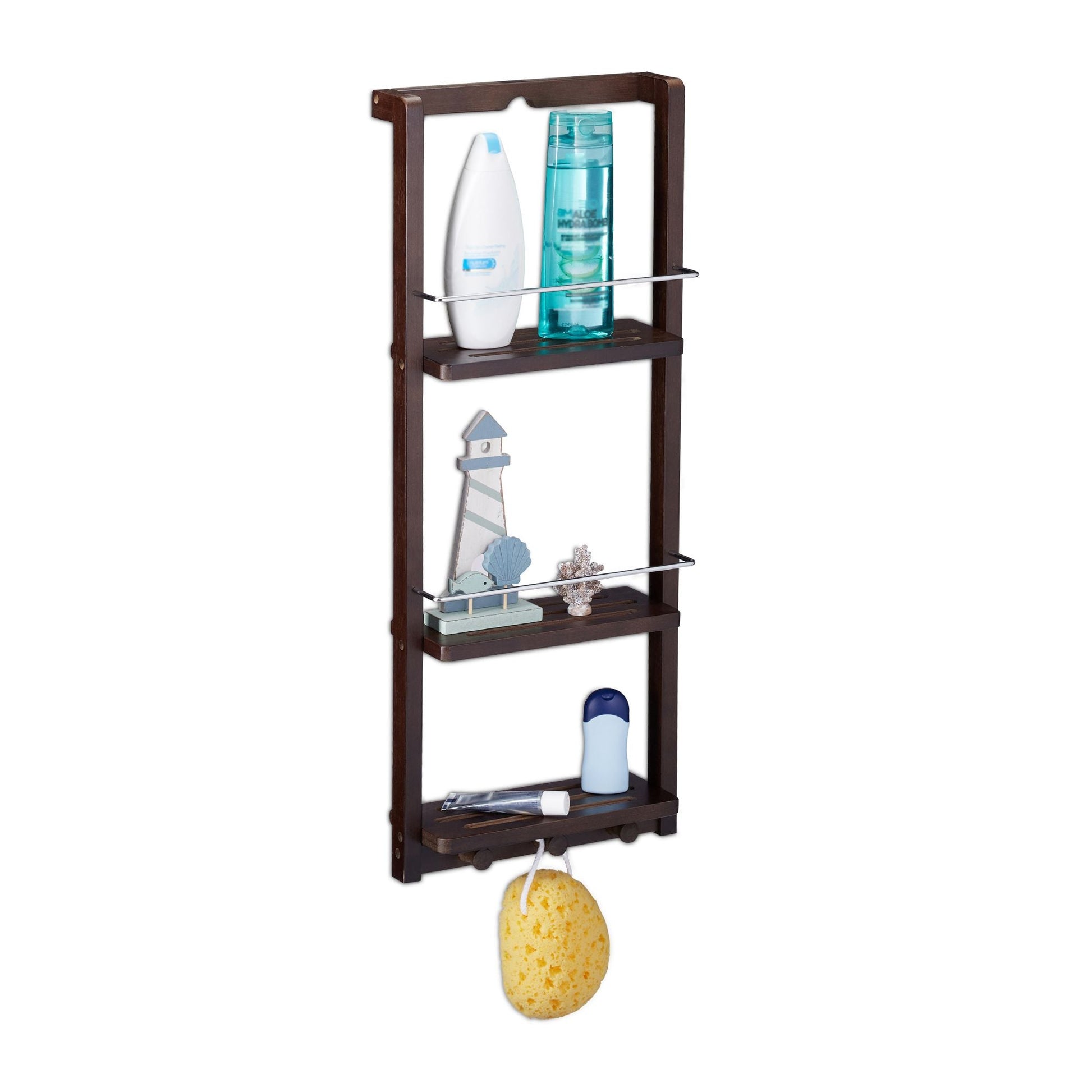 Relaxdays Dark Brown Bamboo Shower Caddy - Bamboo Bathrooms